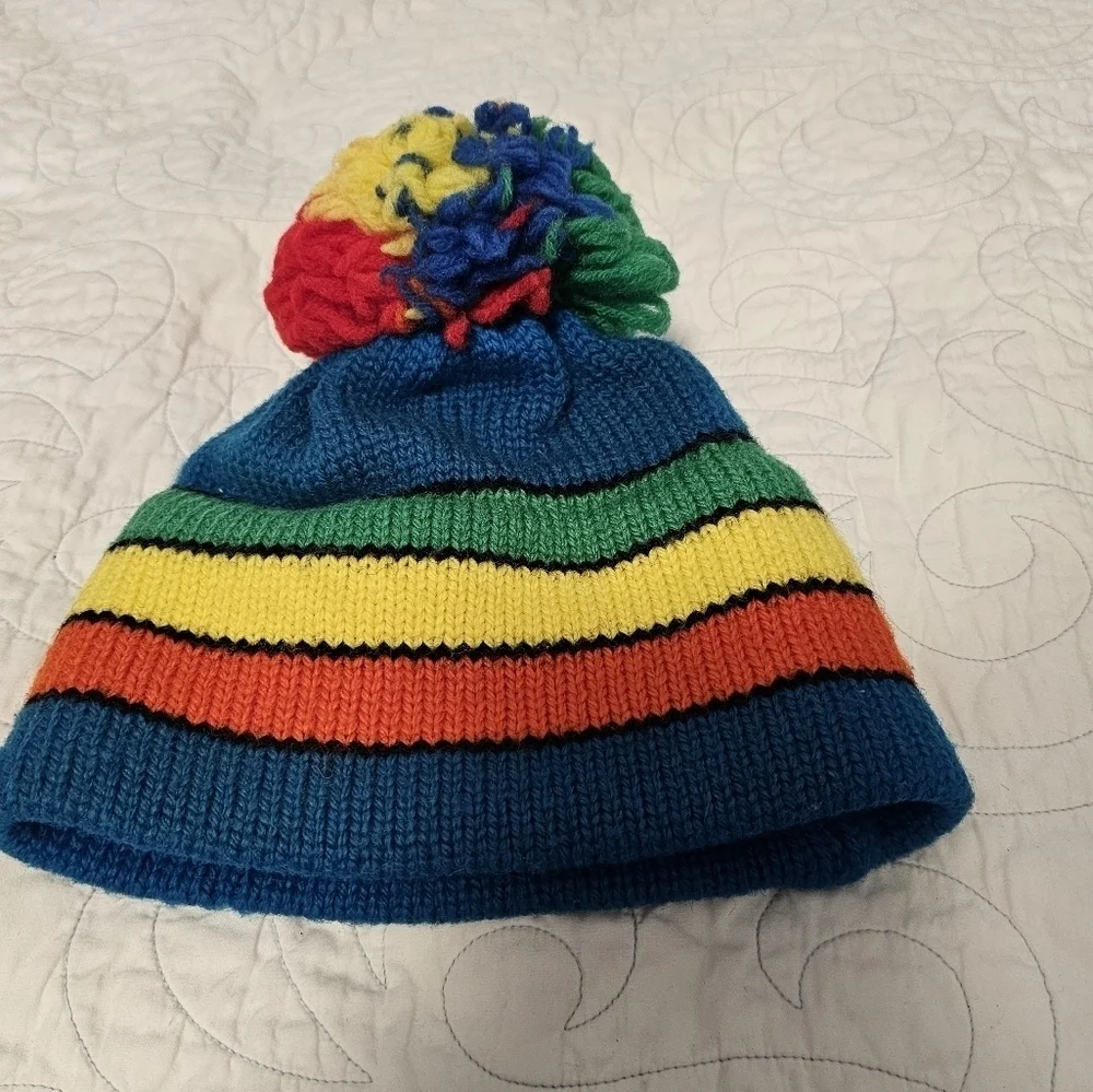 Vintage Aris Ski Hats 100% Wool Kids Primary Color Stocking Cap